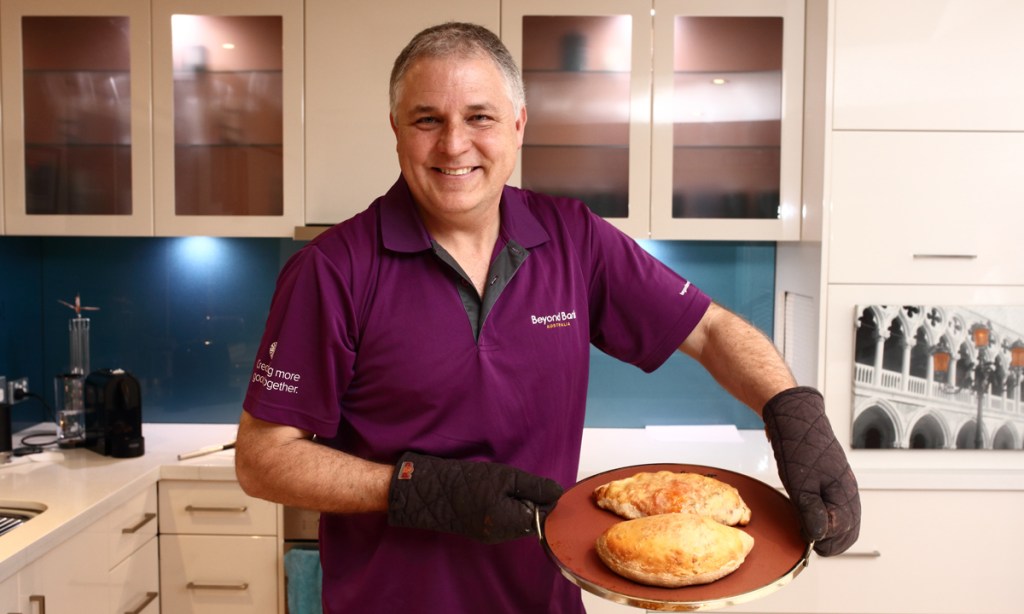 Wayne Matters with home made calzone. Photo: Tony Lewis