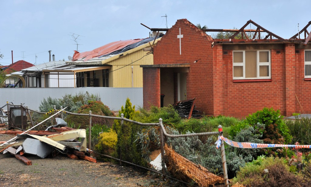 Storm damage in the town of Blyth. Photo: AAP.