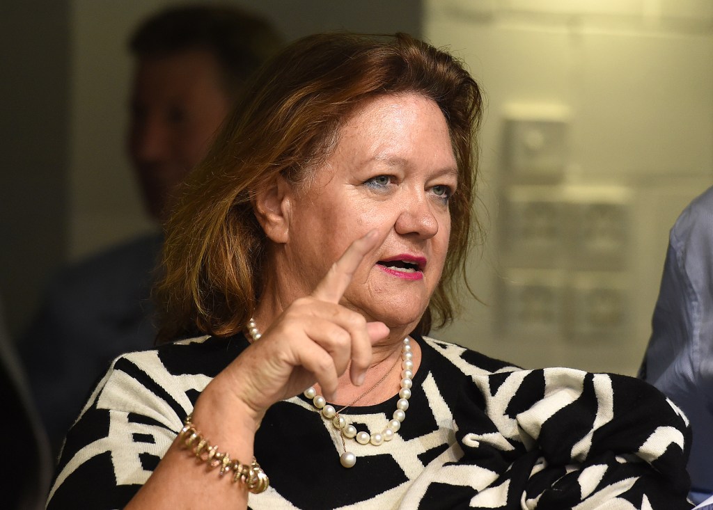 Gina Rinehart is part of the one per cent of Australians who own more than the bottom 70 per cent. Photo: AAP/Dave Hunt