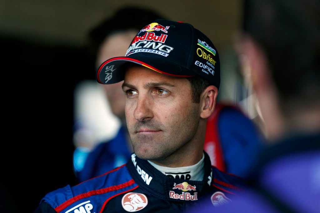 Jamie Whincup after claiming pole position in the top-10 shootout during the Supercheap Auto Bathurst 1000. Photo: Edge Photographics via AAP