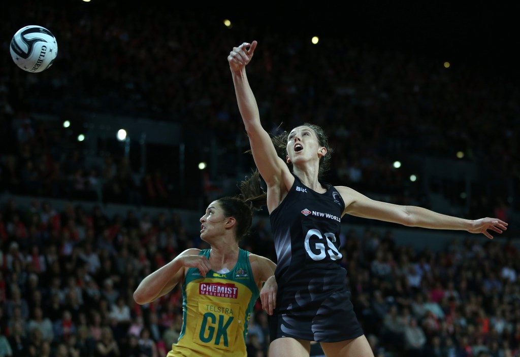 Australia's Sharni Layton helped reduce the influence of Kiwi star Bailey Mes. Photo: AAP/David Rowland