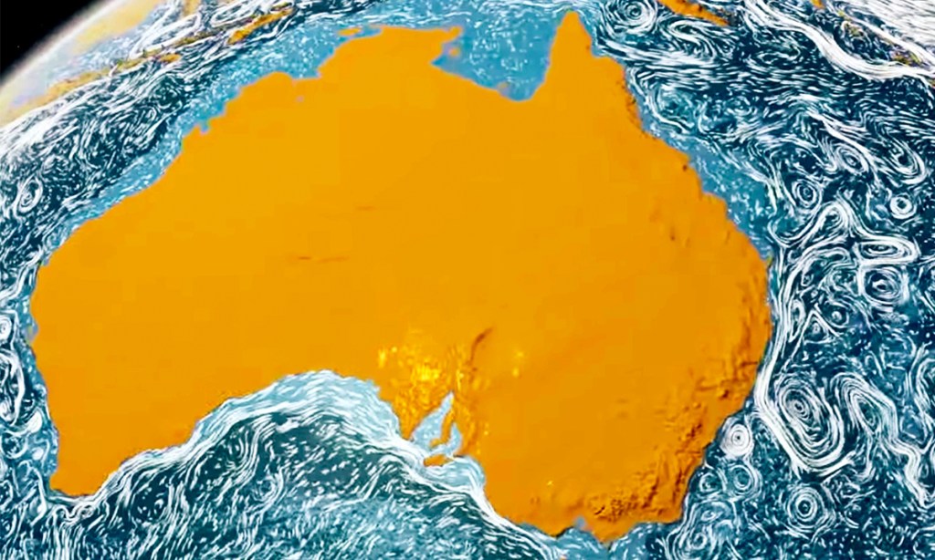 Ocean currents around Australia. Image courtesy NASA