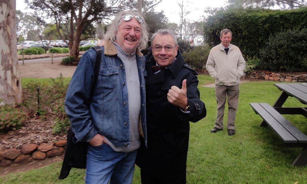 Philip White with Wolf Blass and John Glaetzer: down among the gum trees. Photo: John "Guitar" Preece