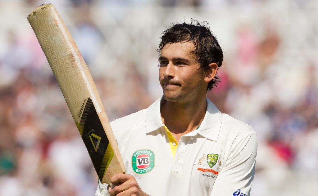 Ashton Agar salutes the crowd at Trent Bridge after scoring his record-breaking 98 runs on the second day of the opening Ashes Test in 2013. Photo: Jon Super / AP