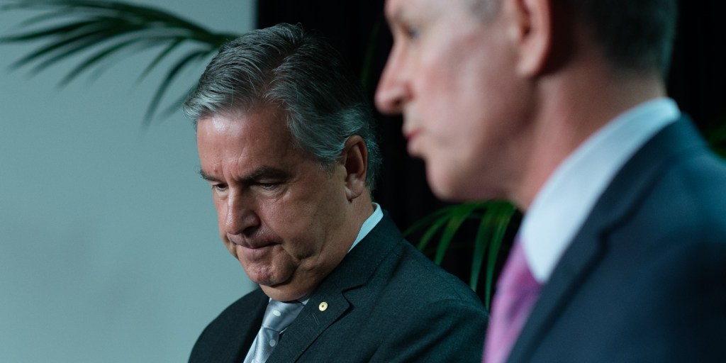 Kevin Scarce and Jay Weatherill. Photo: Nat Rogers / InDaily
