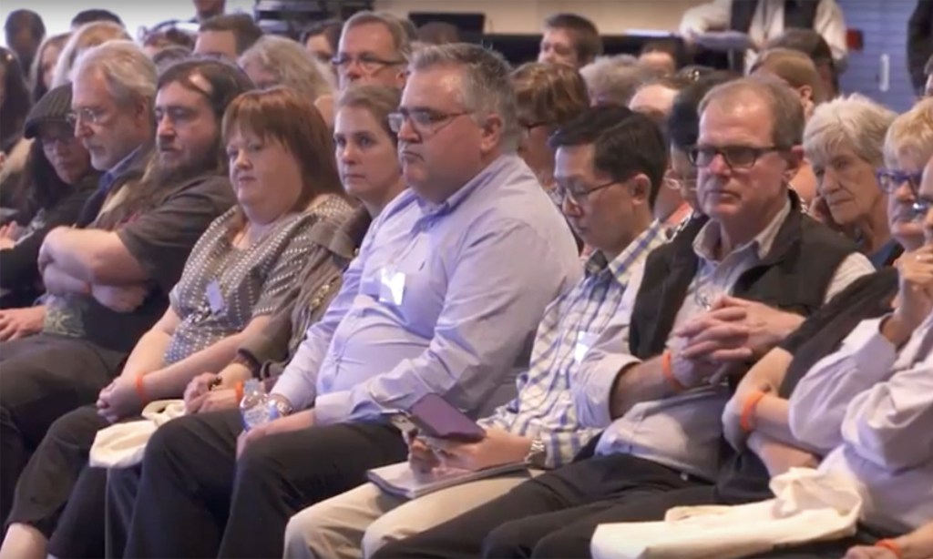 Citizens' jurors listen to Premier Jay Weatherill and Nuclear Fuel Cycle Royal Commissioner Kevin Scarce on the first day of the second citizens' jury on nuclear waste storage in SA. Image: YouTube/YourSAy Nuclear
