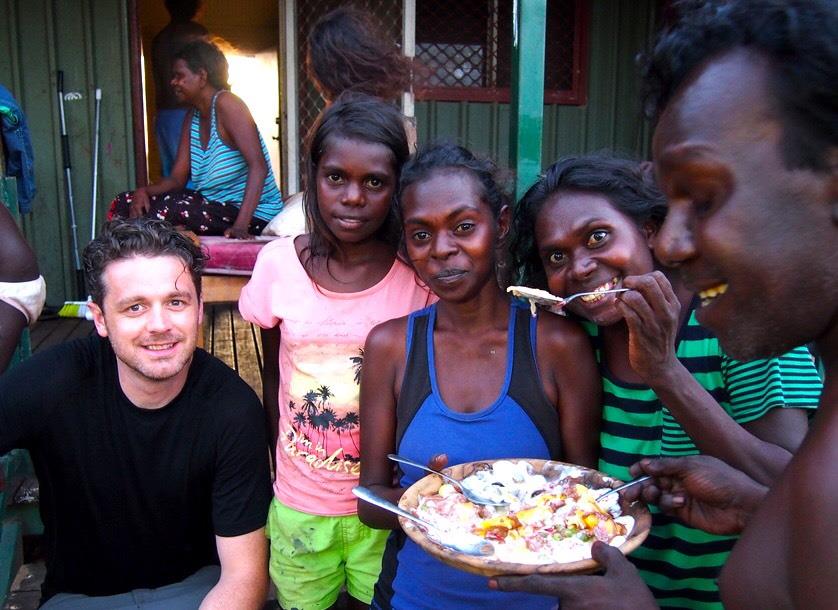 Jock Zonfrillo with members of a Yolngu community.