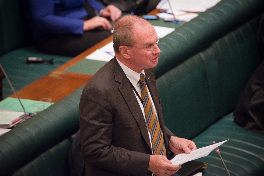 Hamilton-Smith sporting an orange tie in parliament. Photo: Nat Rogers / InDaily