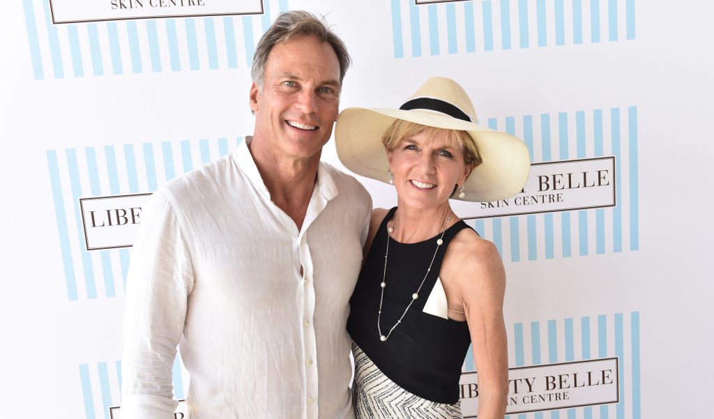 Foreign Affairs Minister  Julie Bishop with partner David Panton at the Portsea Polo in  2016. She billed taxpayers more than $2700 to attend the event. Photo: AAP/Julian Smith