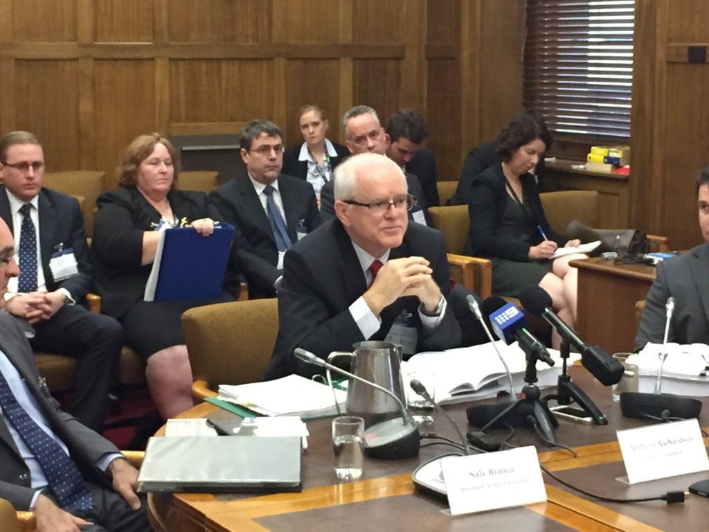 Auditor-General Andrew Richardson appearing before the Budget and Finance Committee. Photo: Bension Siebert/InDaily