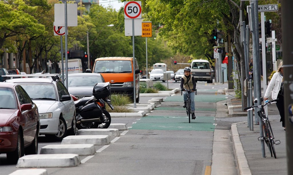 There are calls to get on with the east-west equivalent of the Frome Street bikeway. Photo: Tony Lewis/InDaily