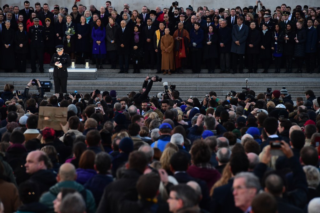 Metropolitan Police Deputy Commissioner Craig Mackey speaking at a candlelight vigil in Trafalgar Square, London, to remember those who lost their lives in the Westminster terrorist attack. Photo: Lauren Hurley/PA Wire