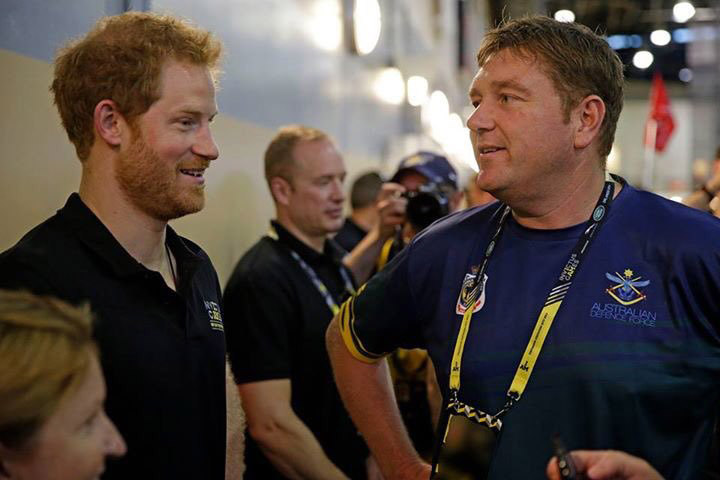 RSL Active coordinator Mark Reidy meeting Prince Harry last year. Photo: Twitter