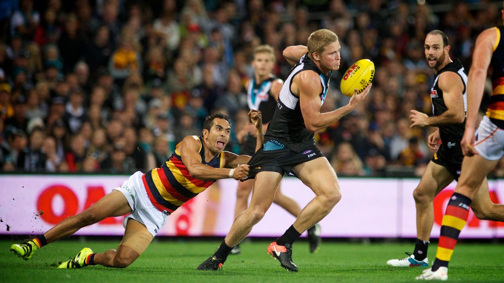 Eddie Betts starred with three goals in Saturday night's win. Photo: Michael Errey / InDaily