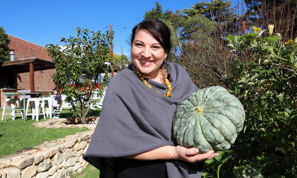 Silvia Hart in the garden of The Seasonal Garden Café. Photo: Tony Lewis