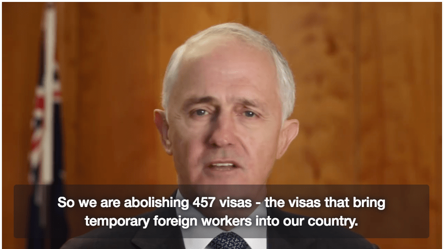 Thumbnail for Turnbull “abolishes” 457 visas