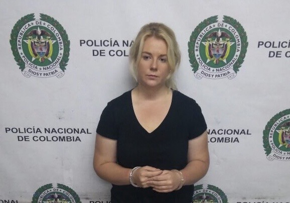 A photo of Cassandra Sainsbury released by Colombian police after her arrest at the international airport in Bogota.