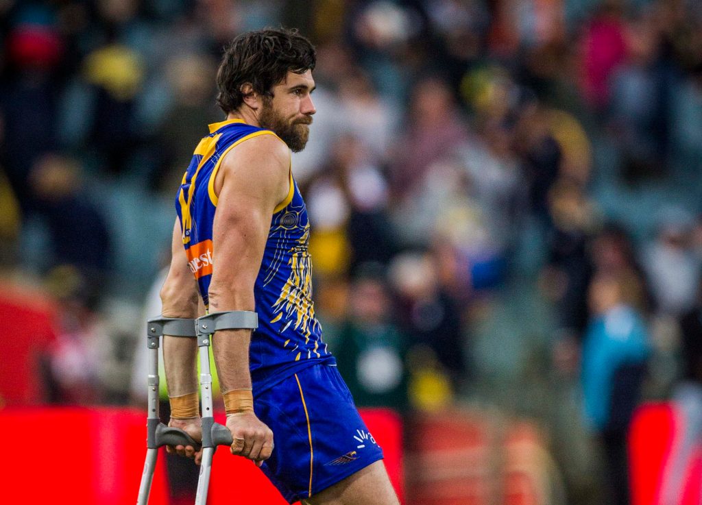 Josh Kennedy looks bereft after the eight-point loss. Photo: Tony McDonough / AAP