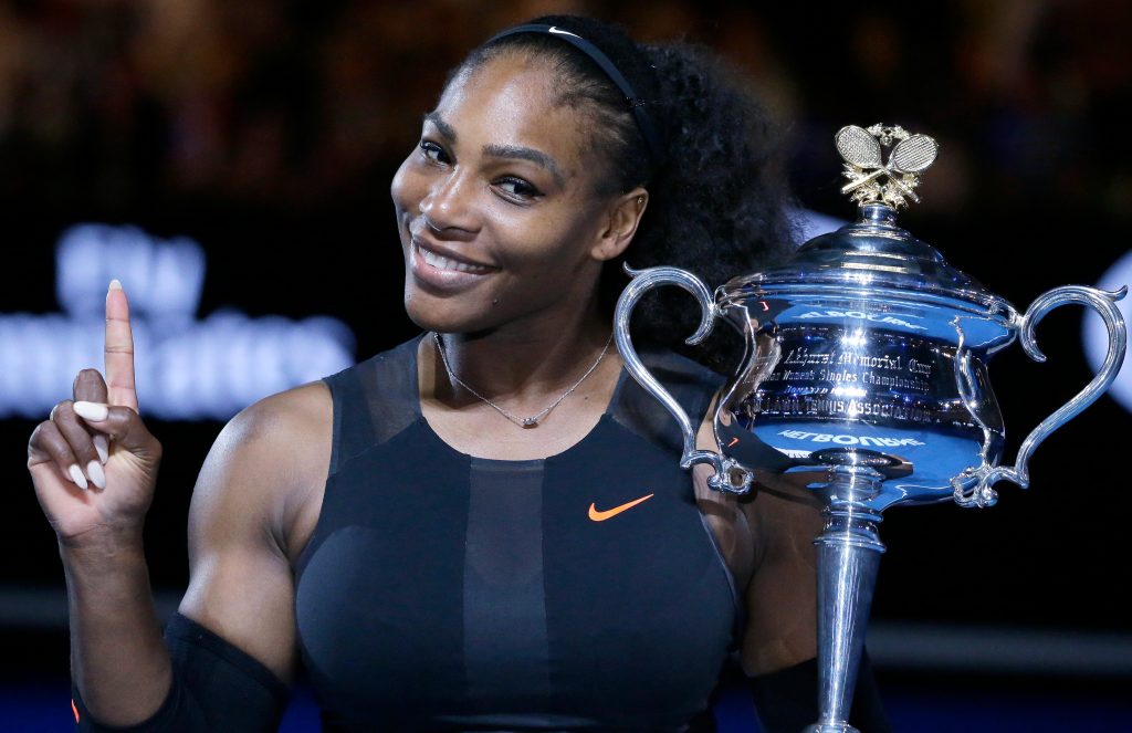 Serena Williams after defeating her sister Venus in the Australian Open women's singles final in January. Photo: Aaron Favila / AP