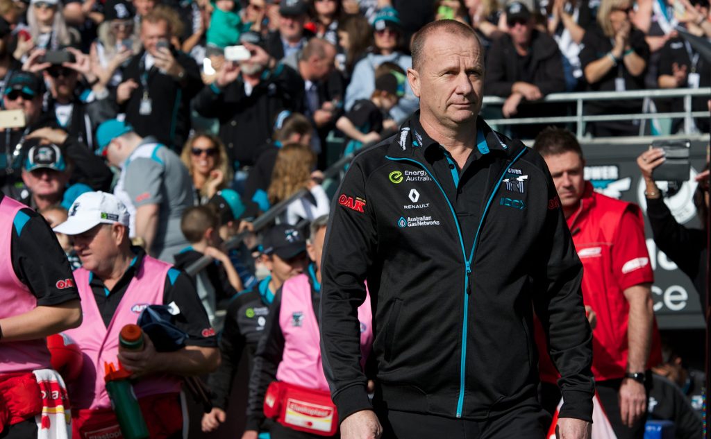 Ken Hinkley has fielded an unchanged lineup against the Hawks. Photo: Michael Errey / InDaily