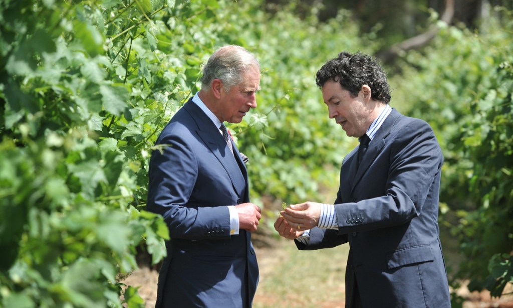 Peter Gago talks with the Prince of Wales at the Penfolds Magill Estate Winery during the Queen's Diamond Jubilee Tour in 2012. Photo: AAP 