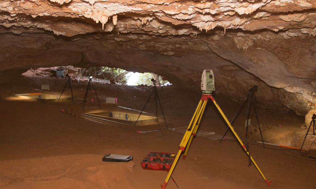 Three main excavation squares within Boodie Cave. Peter Veth, Author provided