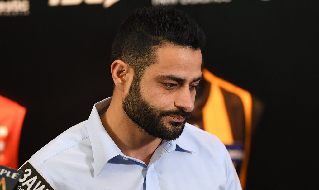 Ali Fahour addresses the media at AFL House this week. Photo: Julian Smith / AAP