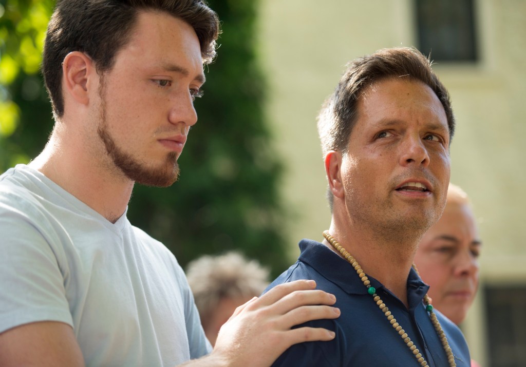 Don Damond (right) with his son Zach. Photo: EPA/Craig Lassig