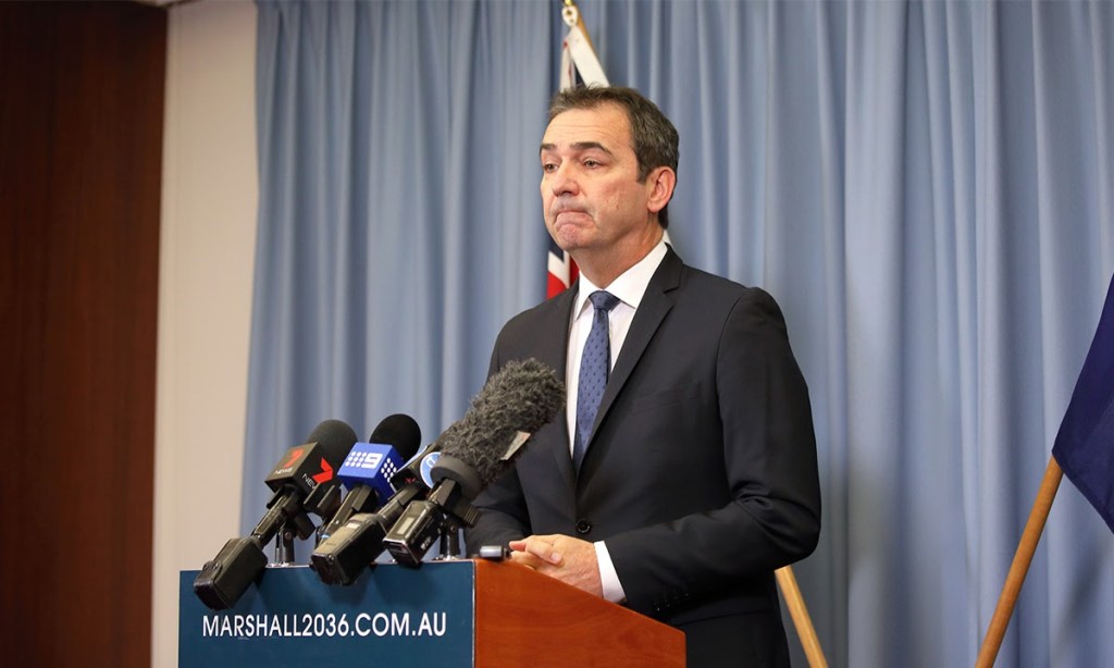 Steven Marshall faces the media today. Photo: Tony Lewis / InDaily