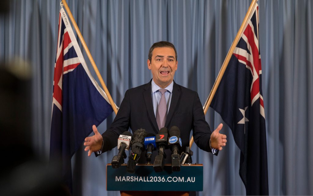 Steven Marshall could well be Premier in March - but he may need to negotiate with minor party MPs to get there. Photo: Ben Macmahon / AAP