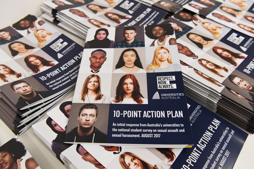 The universities' initial plan to respond to the survey. Photo: AAP/David Moir