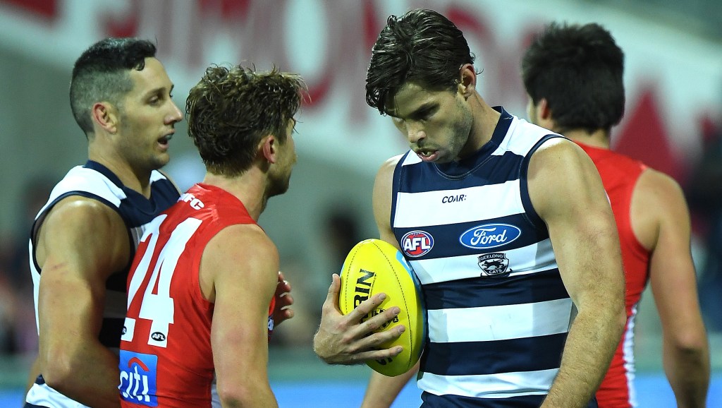 The Cats say they will not challenge another suspension to spearhead Tom Hawkins. Photo: Julian Smith / AAP