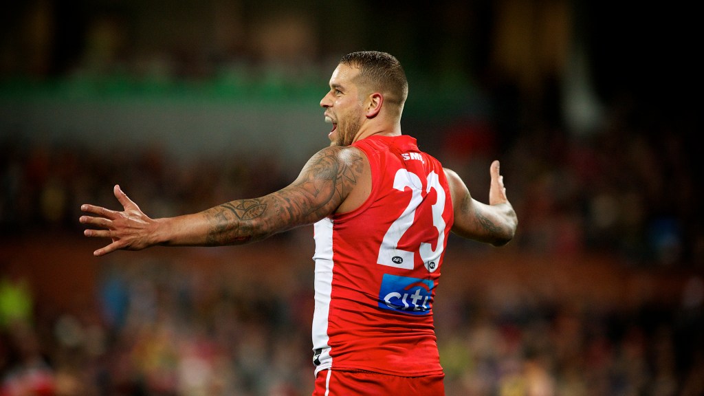 Franklin celebrates his goal of the year contender. Photo: Michael Errey / InDaily
