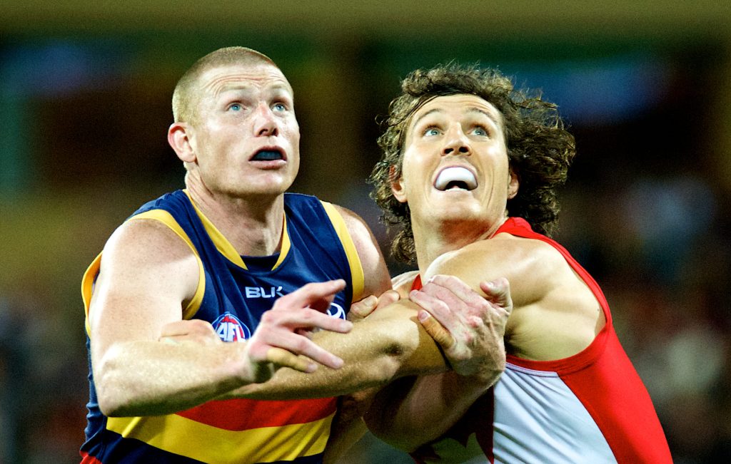 Will Kurt Tippett take on his former teammate Sam Jacobs tomorrow night? Photo: Michael Errey / InDaily
