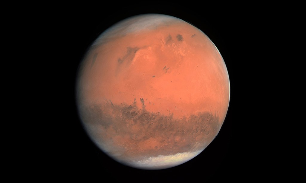 A true color image of Mars taken by the OSIRIS instrument on the ESA Rosetta spacecraft during its February 2007 flyby of the planet. Photo: European Space Agency/Wikipedia