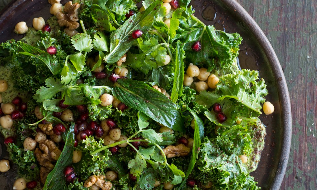 Thumbnail for Salted kale with chickpeas and green tahini