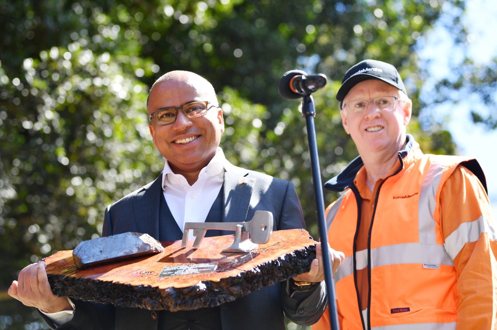British businessman Sanjeev Gupta (left, with Mark Mentha) has taken a controlling interest in Adelaide renewables company, Zen Energy. Photo: AAP/David Mariuz