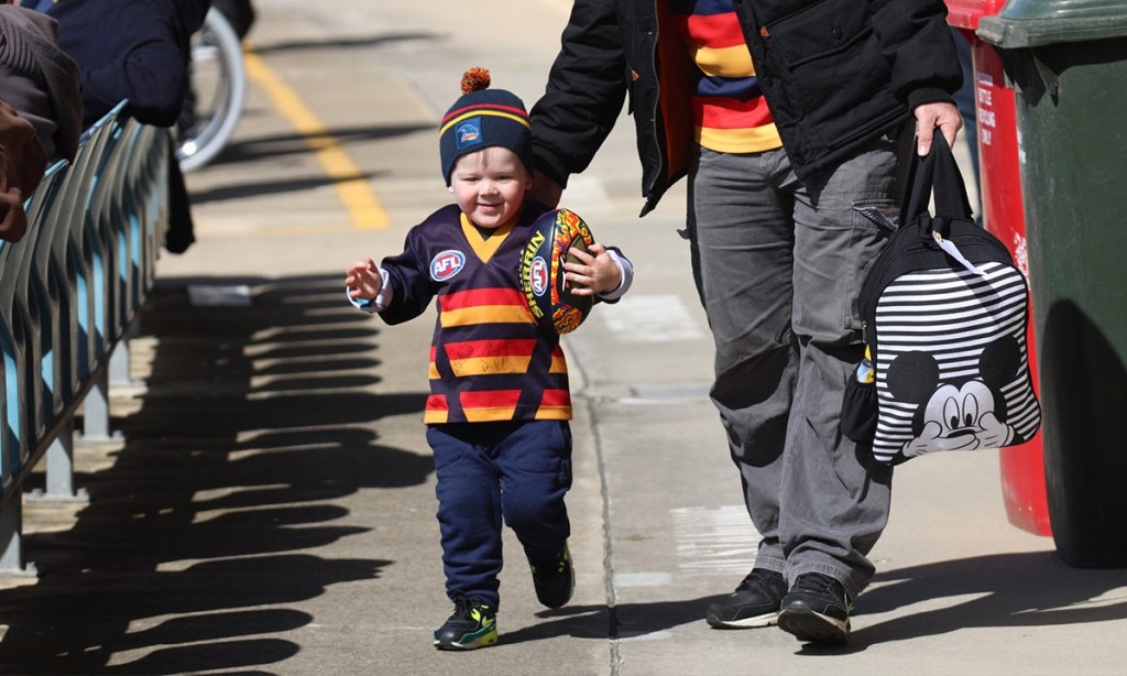 Young supporter Rory Drewett at West Lakes today. Photo: Tony Lewis / InDaily