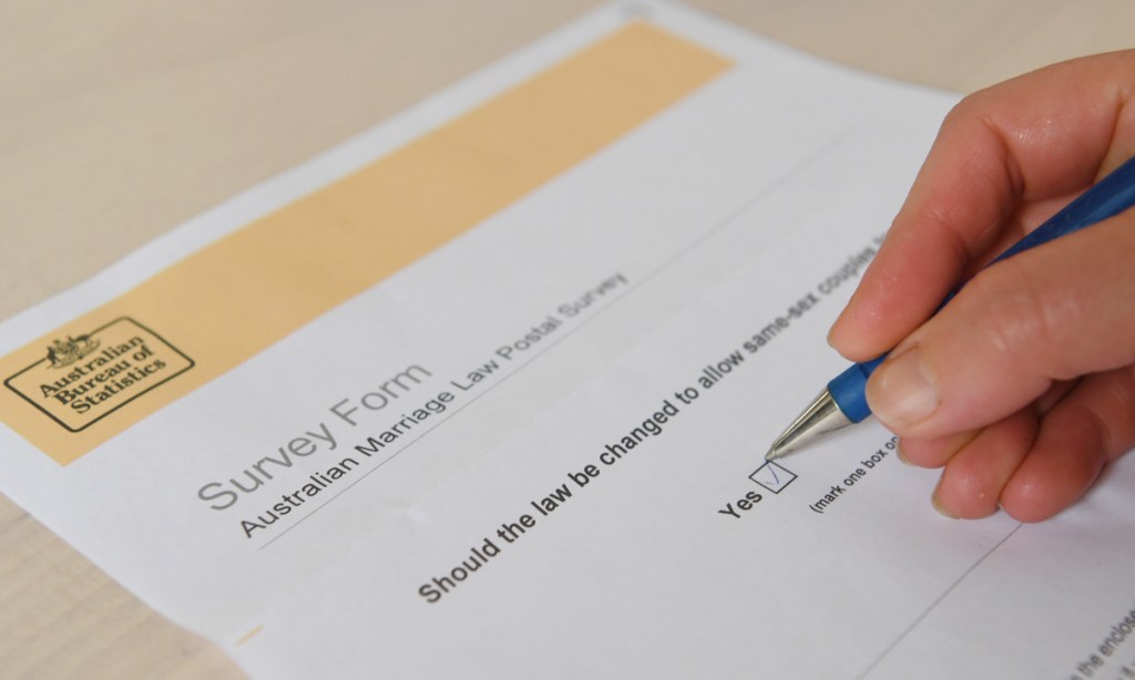 The postal survey asks only one question. Photo: AAP