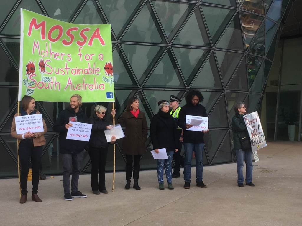 Protesters outside a citizens' jury debating the merits of a nuclear waste dump in Adelaide last year. Nigel McBride says "fringe groups" won the day on the issue. Photo: Tim Dornin / AAP