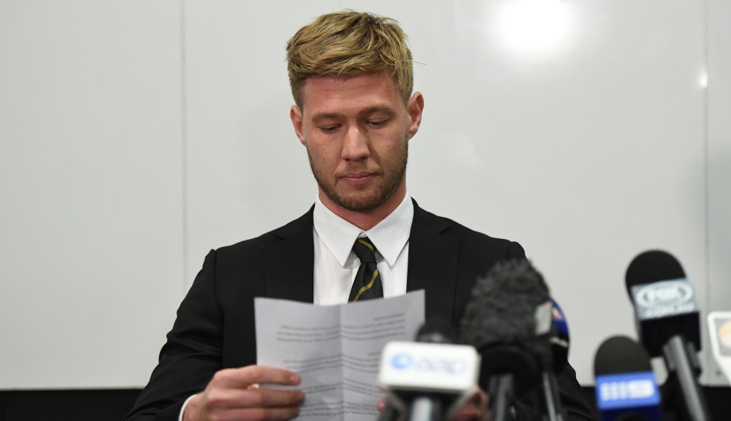 Thumbnail for Broad banned for three games over AFL’s topless photo scandal