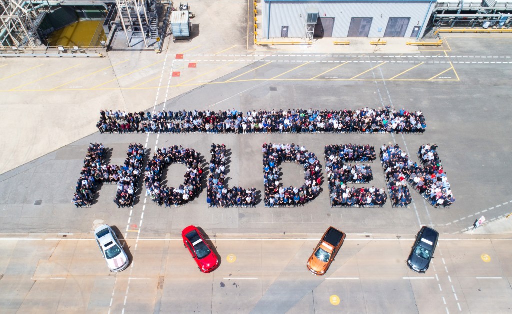 Holden workers gather for a final day sendoff. Photo: James Knowler / Supplied by GMH