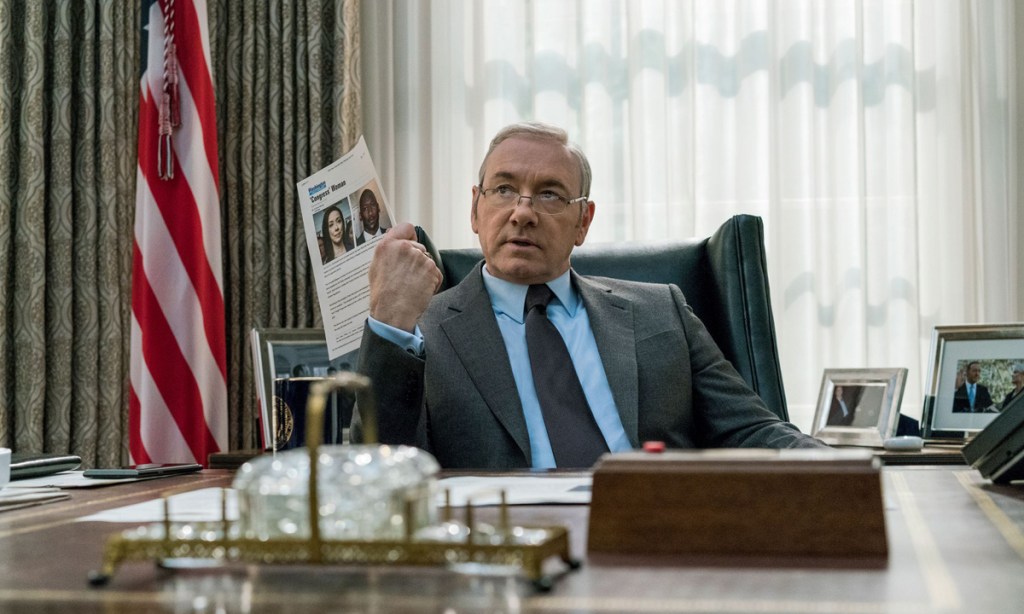 Kevin Spacey as US President Frank Underwood in House of Cards.