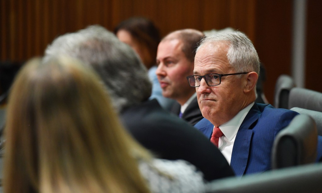 Josh Frydenberg and Malcolm Turnbull following the announcement of the new energy plan. Photo: AAP