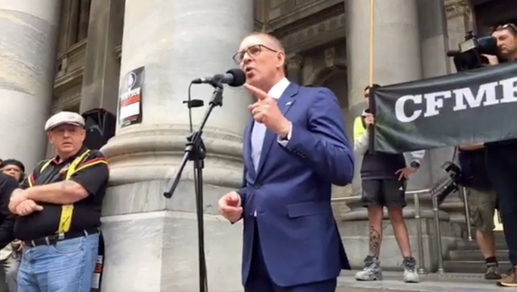 “There will be a review into the failure of all of these prosecutions, of all of these workers that have died in recent years," Jay Weatherill declared at a rally in April. Image: from a CFMEU video of the speech