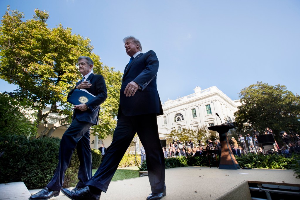 President Donald Trump (right) and Jerome Powell at the White House. Photo: EPA/Michael Reynolds