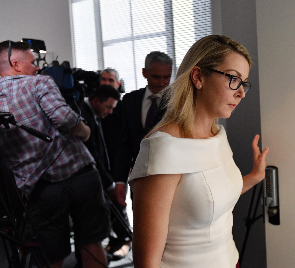 Nick Xenophon Team (NXT) Senator Skye Kakoschke-Moore after announcing her resignation in November. Photo: AAP/David Mariuz