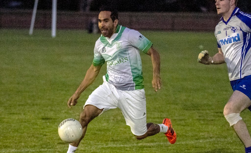 Eddie Betts steps out for the Irish Australians on Wednesday night. Photo: Peter Argent