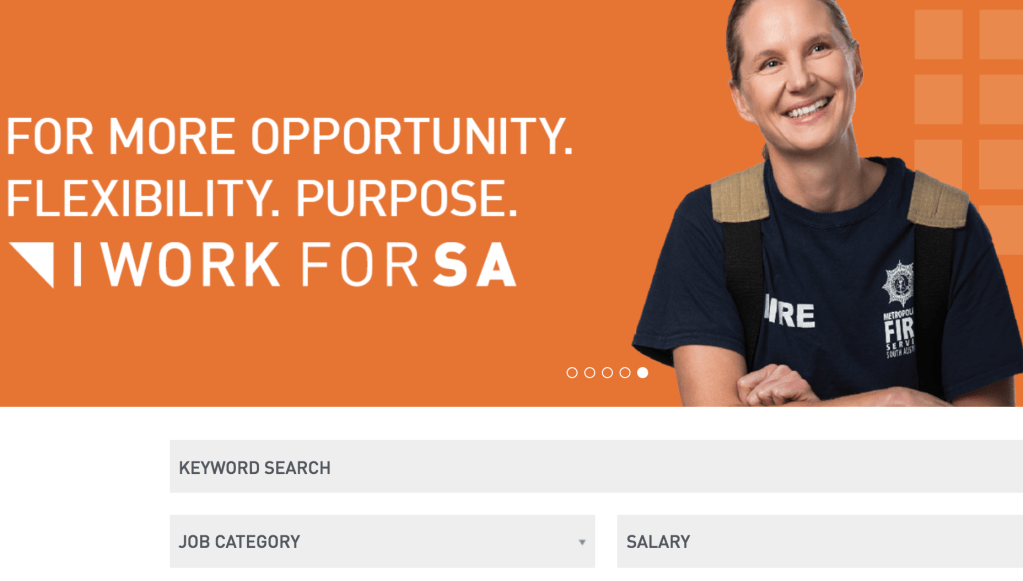A screen shot from the new jobs website.
