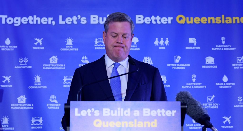 Queensland Opposition Leader Tim Nicholls has resigned. Photo: AAP/Tracey Nearmy